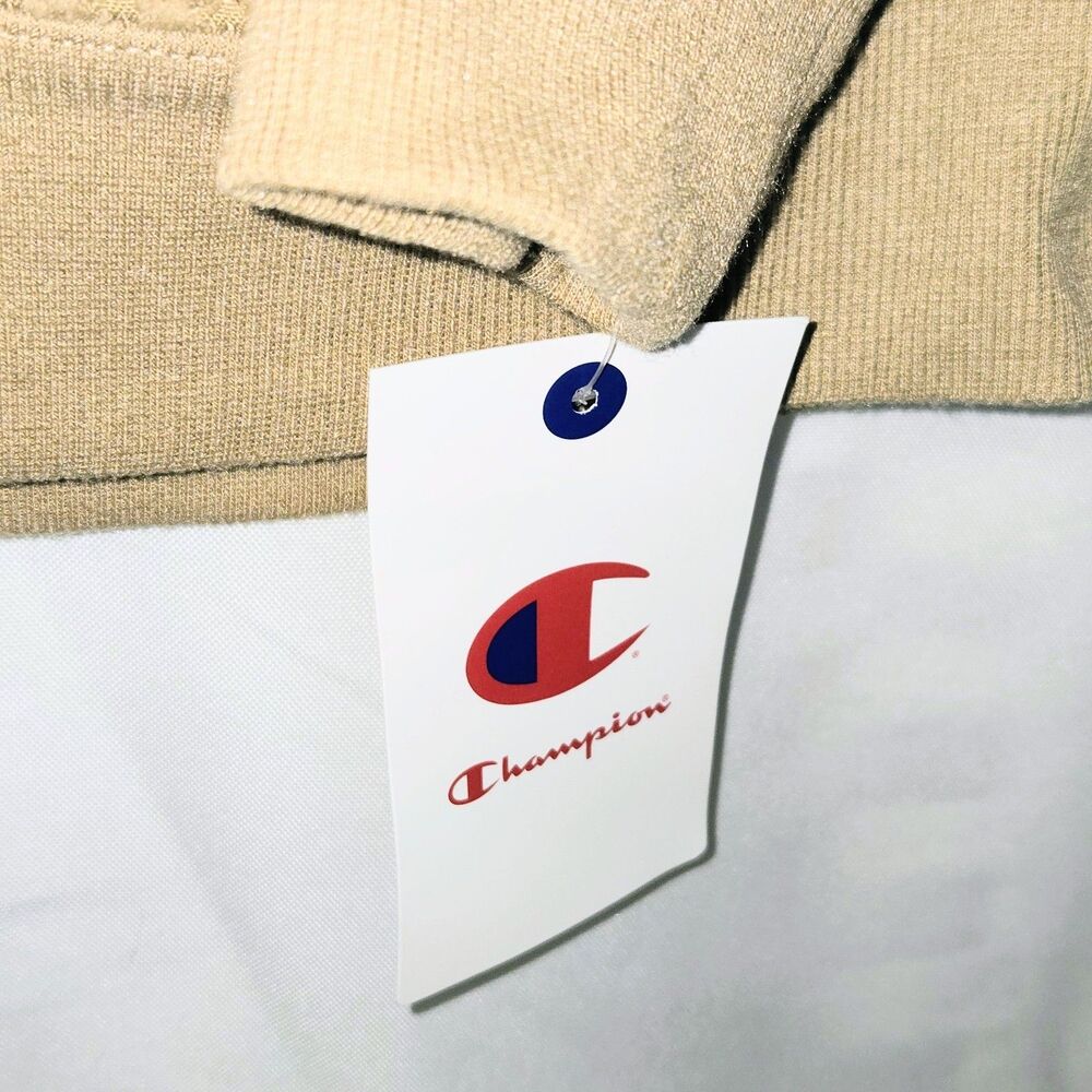 CHAMPION Hoodie Corduroy High Pile Fleece 1/4 Zip Tan Teen Large 14/16 NEW NWT - Picture 4 of 11